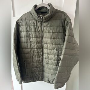 Swiss Tech Men's Green Packable Puffer Jacket Sz L 42-44 Coat Warm Full Zip Read